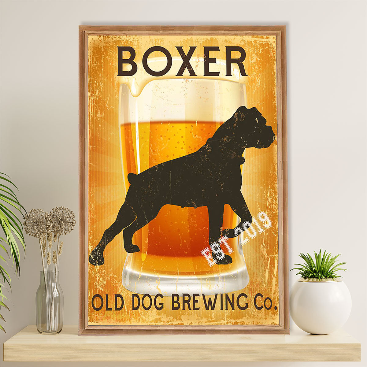 Funny Cute Boxer Canvas Wall Art Prints | Old Dog Brewing | Gift for Brindle Boxador Dog Lover