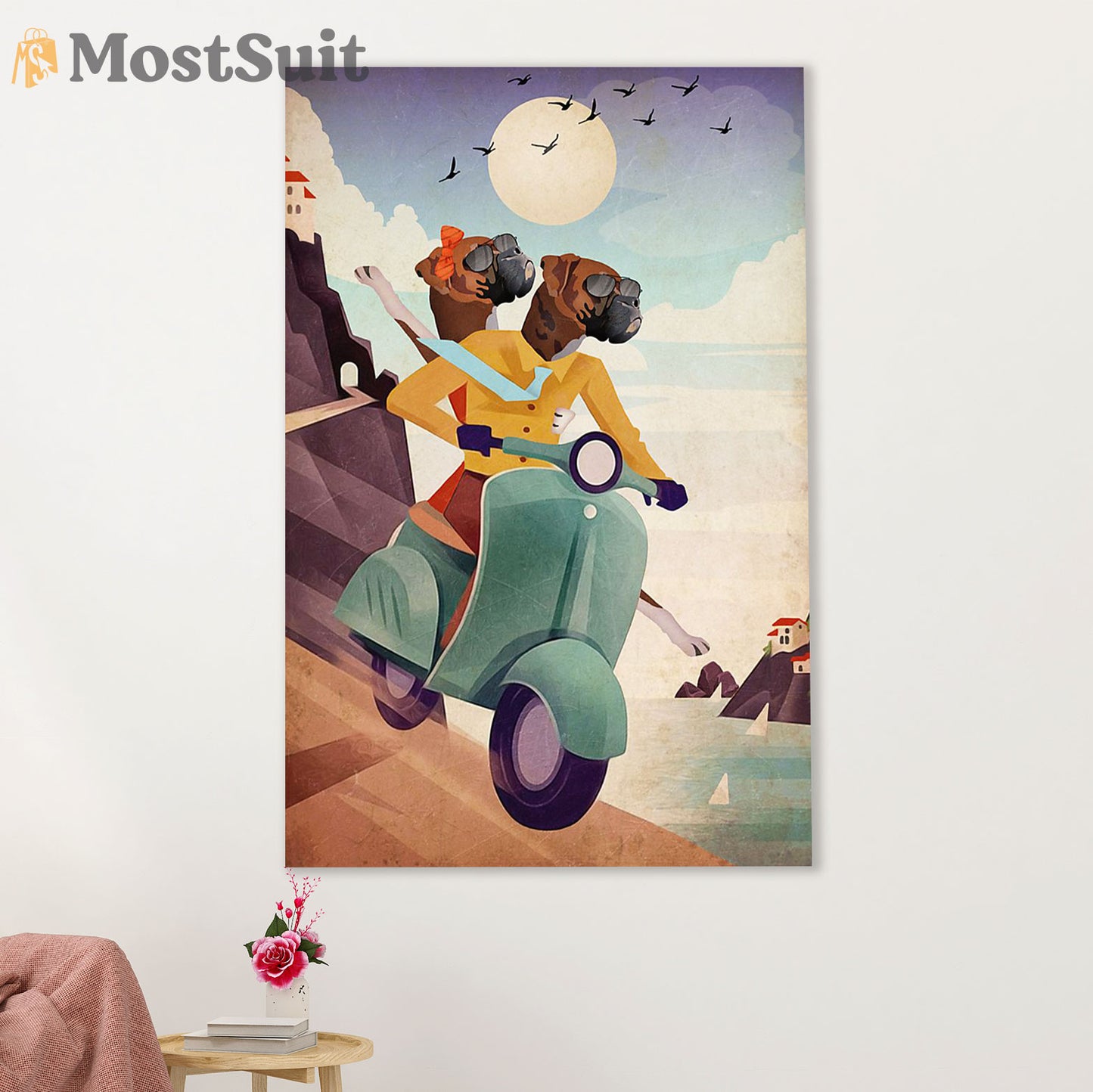Funny Cute Boxer Canvas Wall Art Prints | Funny Dog Friend | Gift for Brindle Boxador Dog Lover