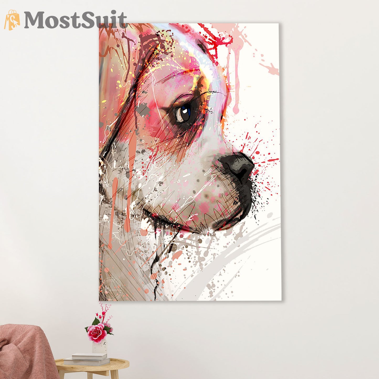 Funny Cute Boxer Poster | Watercolor Dog Painting | Wall Art Gift for Brindle Boxador Puppies Lover