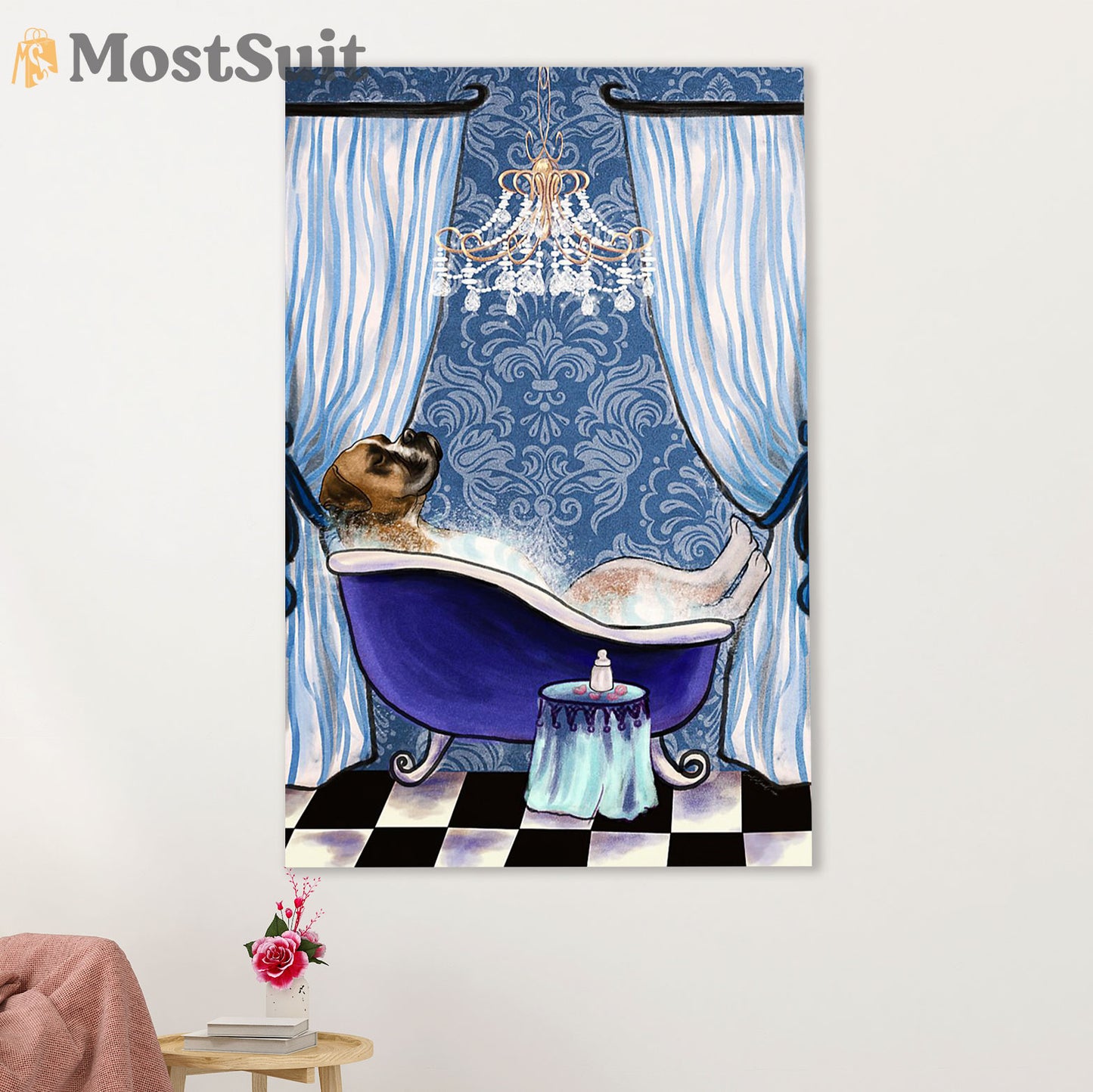 Funny Cute Boxer Poster | Bath Soap | Wall Art Gift for Brindle Boxador Puppies Lover