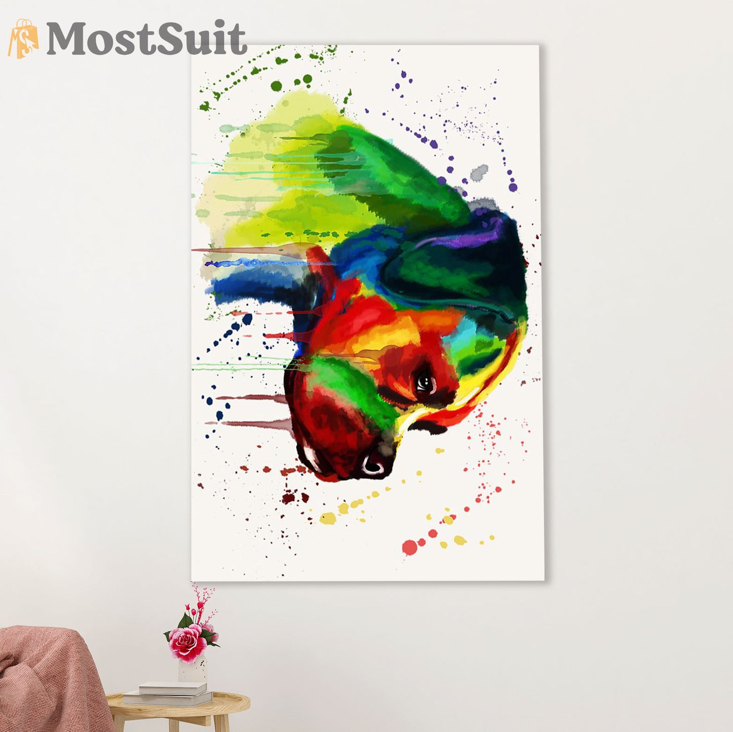 Funny Cute Boxer Poster | Watercolor Dog Painting | Wall Art Gift for Brindle Boxador Puppies Lover