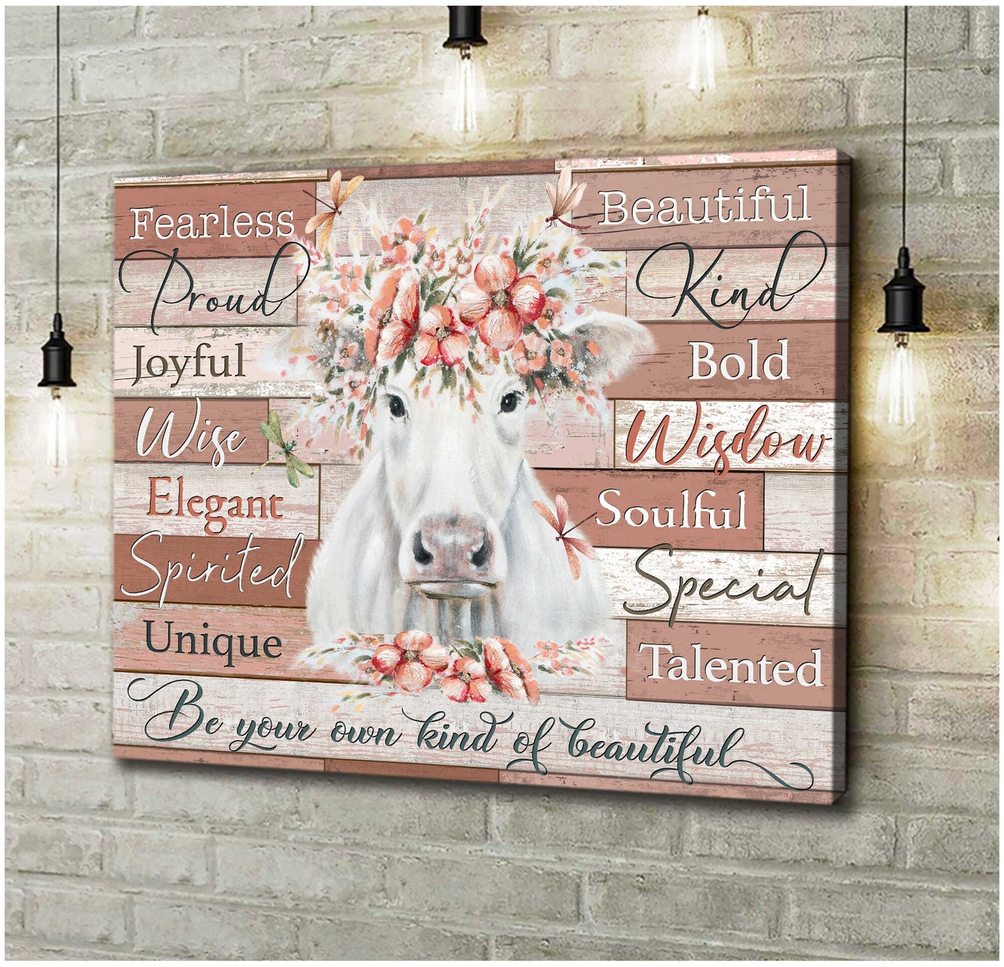 Mostsuit Farm White Cow Be Your Own Kind Of Beautiful Canvas Poster Wall Art Decor