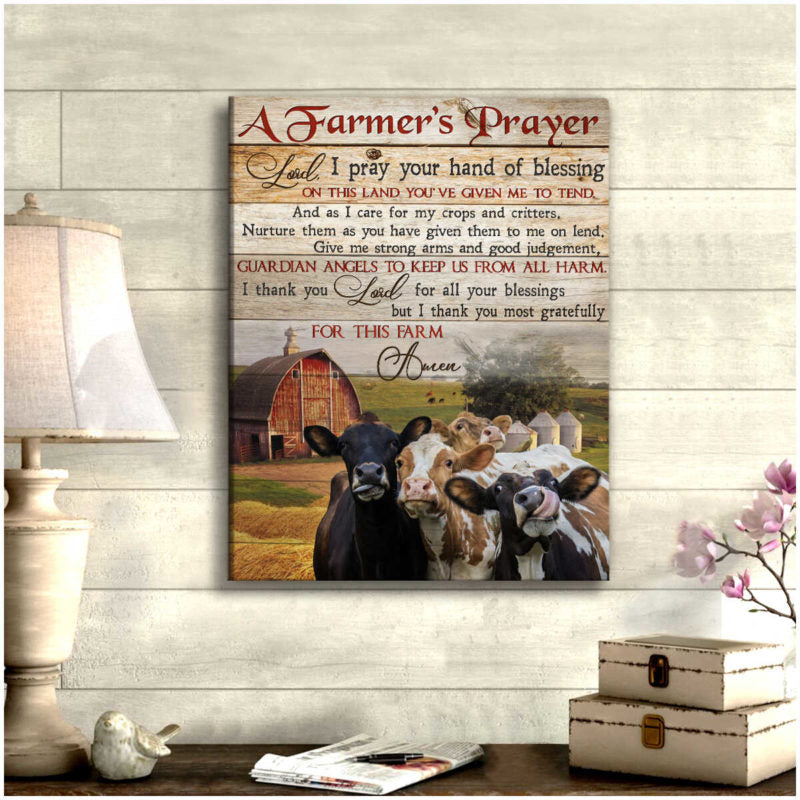Mostsuit A farmer's prayer Farm Cows Canvas Poster Wall Art Decor