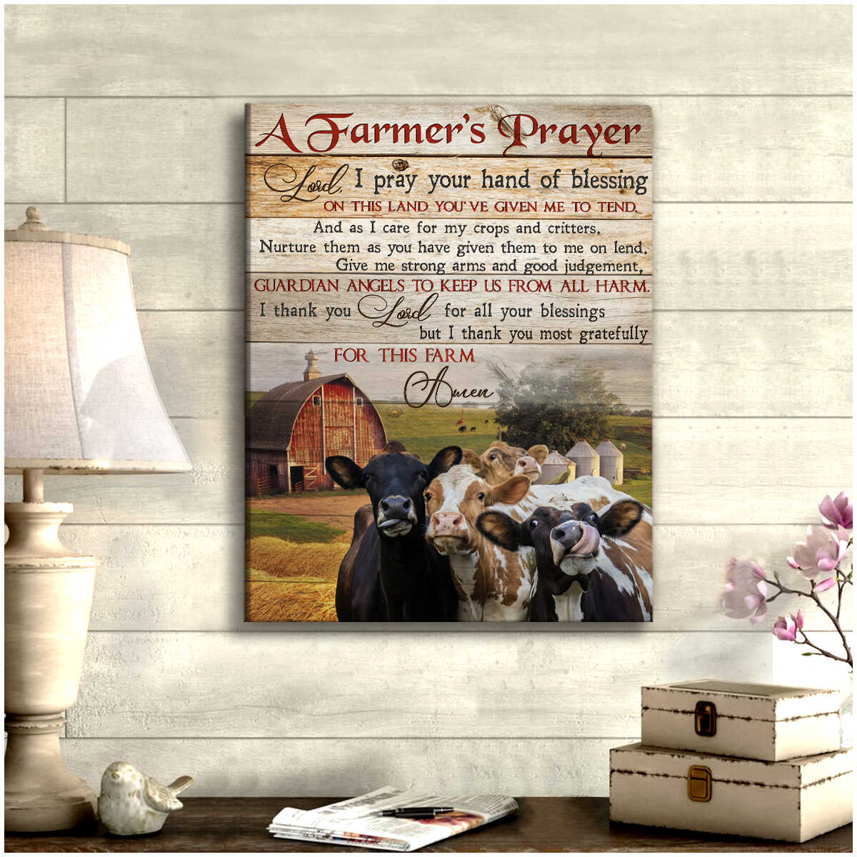 Mostsuit A farmer's prayer Farm Cows Canvas Poster Wall Art Decor