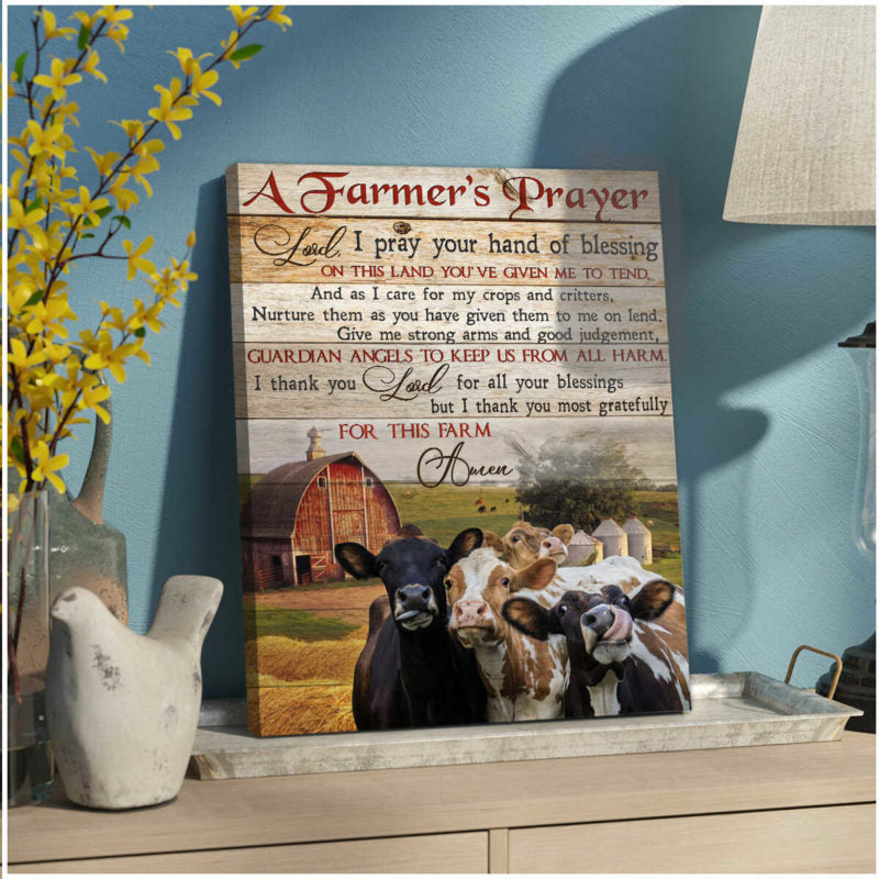 Mostsuit A farmer's prayer Farm Cows Canvas Poster Wall Art Decor