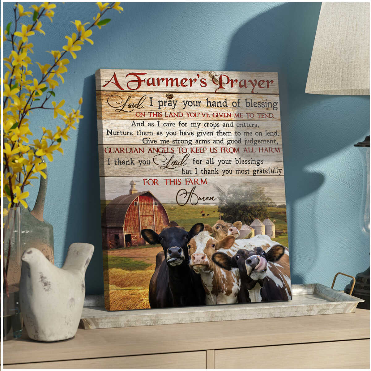 Mostsuit A farmer's prayer Farm Cows Canvas Poster Wall Art Decor