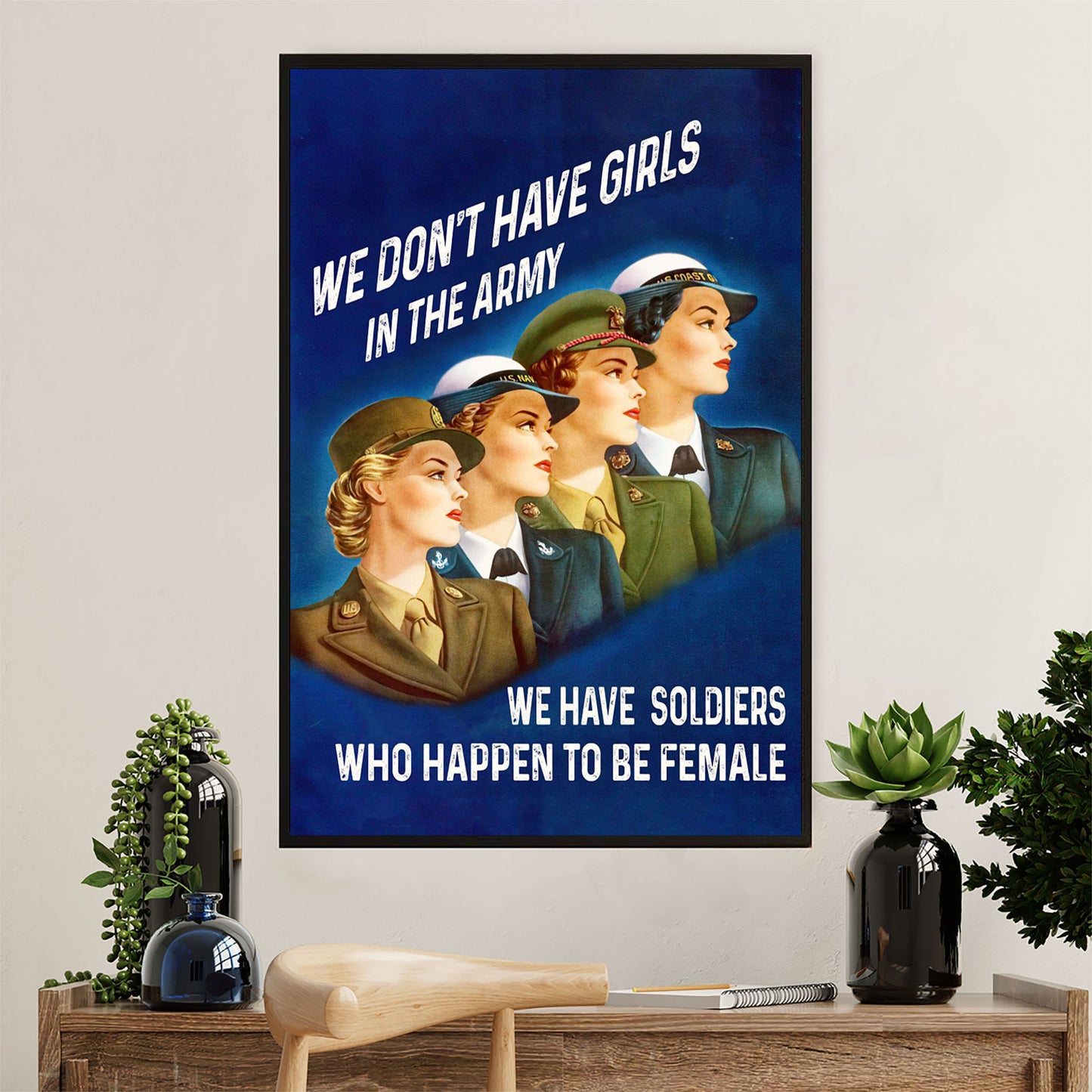 US Army Military Canvas Wall Art | Female Soldiers | American Independence Day Gift for Soldiers