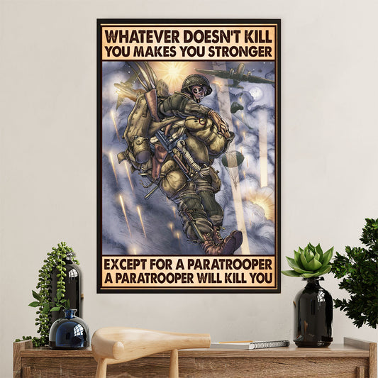US Army Military Poster Wall Art | Paratrooper | American Independence Day Gift for Soldiers