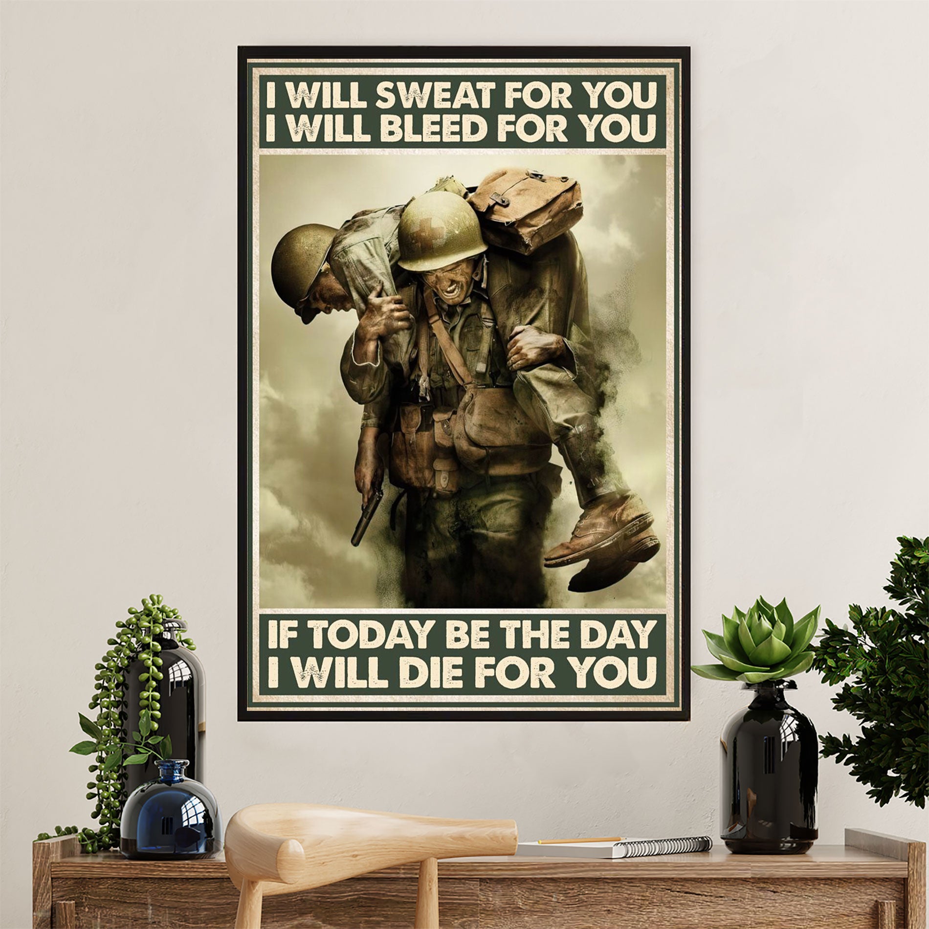 US Army Military Poster Wall Art | Sweat For You | American Independence Day Gift for Soldiers