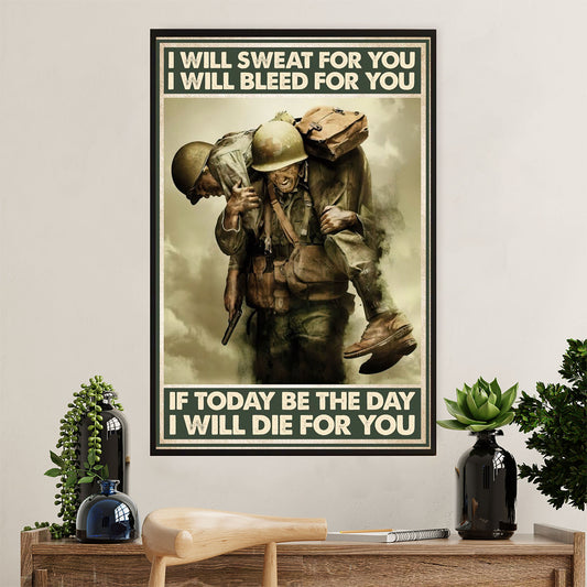 US Army Military Poster Wall Art | Sweat For You | American Independence Day Gift for Soldiers