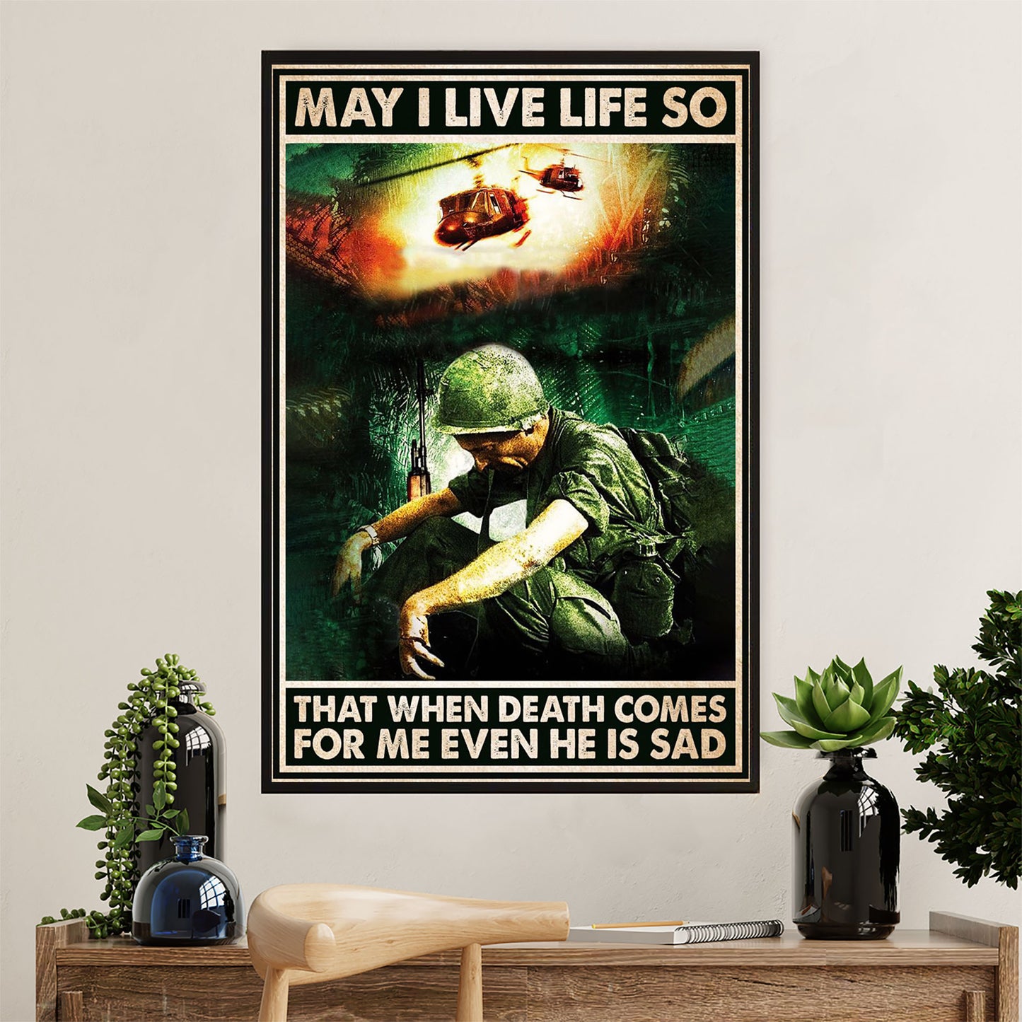 US Army Military Canvas Wall Art | When Death Comes | American Independence Day Gift for Soldiers