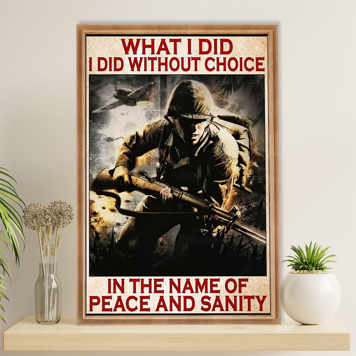 US Army Military Canvas Wall Art | Name Of Peace & Sanity | American Independence Day Gift for Soldiers