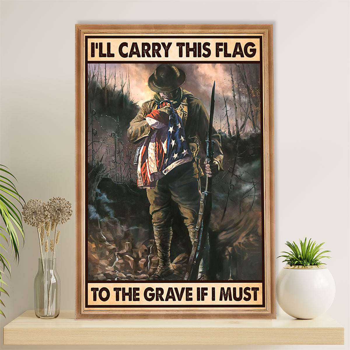 US Army Military Canvas Wall Art | Carry This US Flag | American Independence Day Gift for Soldiers