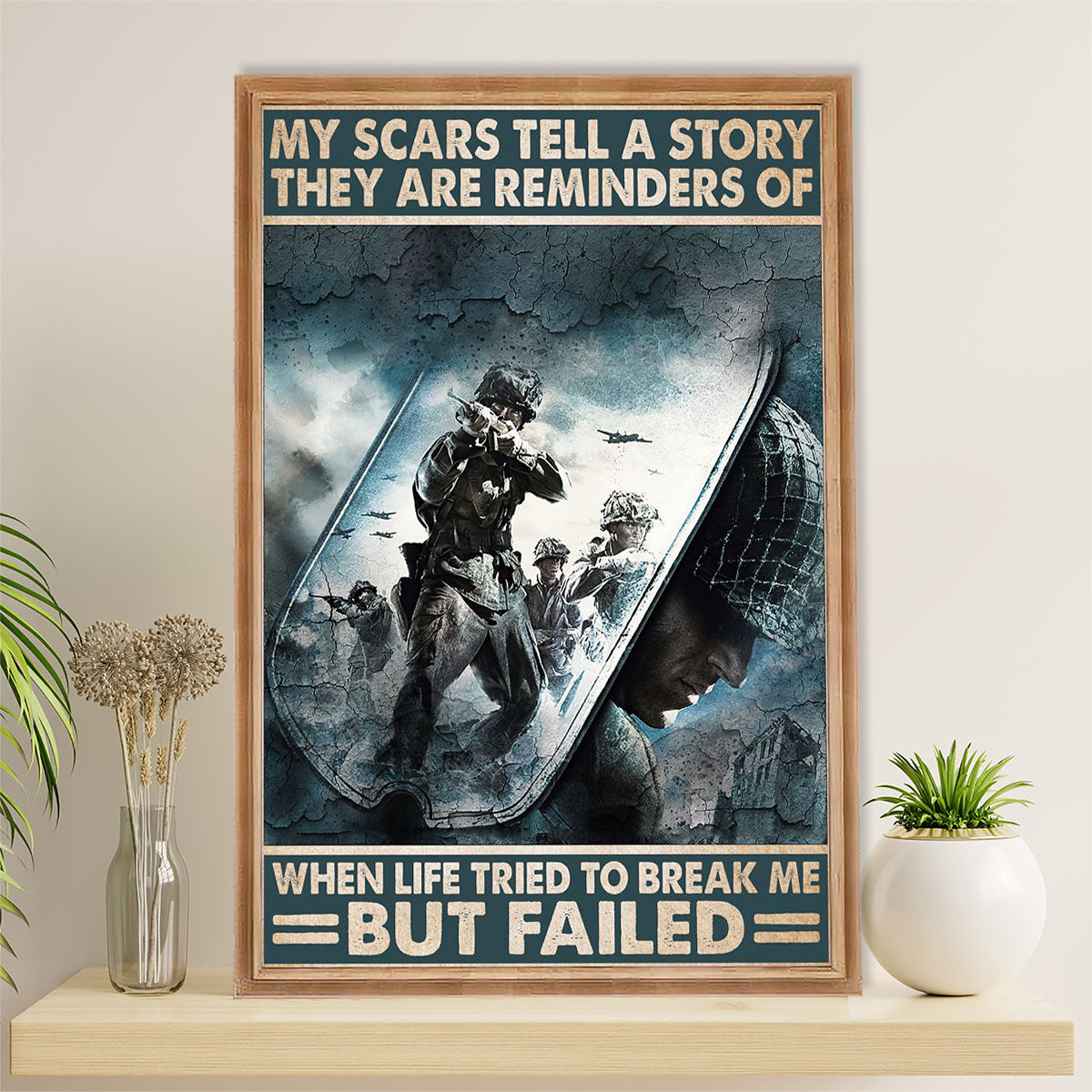 US Army Military Canvas Wall Art | Break Me But Failed | American Independence Day Gift for Soldiers