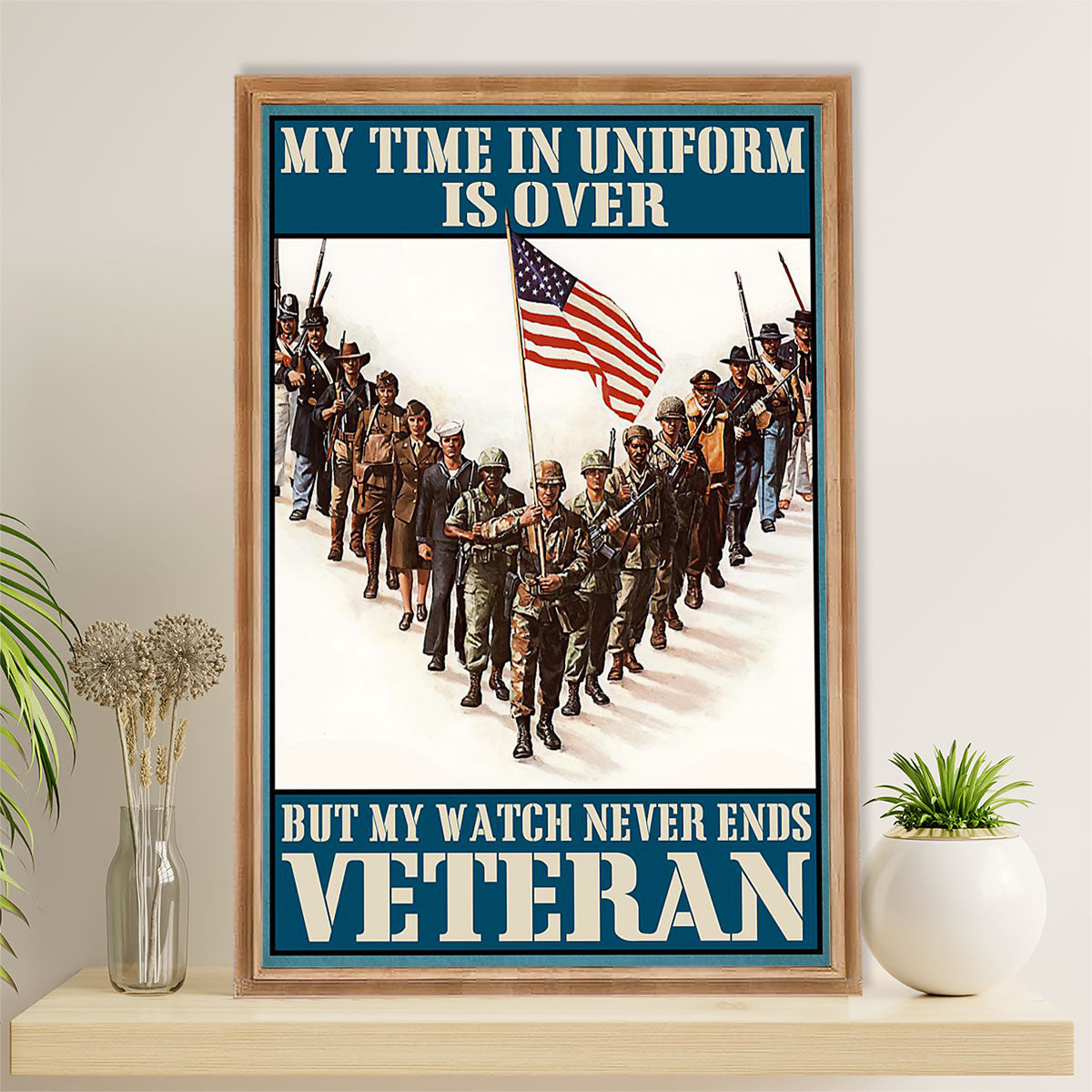 US Army Military Canvas Wall Art | Veteran US Uniform | American Independence Day Gift for Soldiers