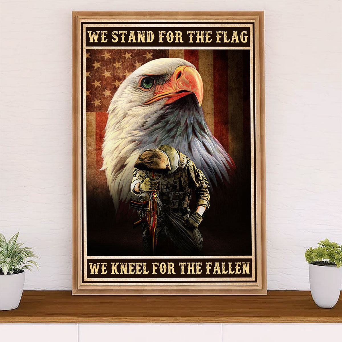 US Army Military Canvas Wall Art | Stand For The US Flag | American Independence Day Gift for Soldiers