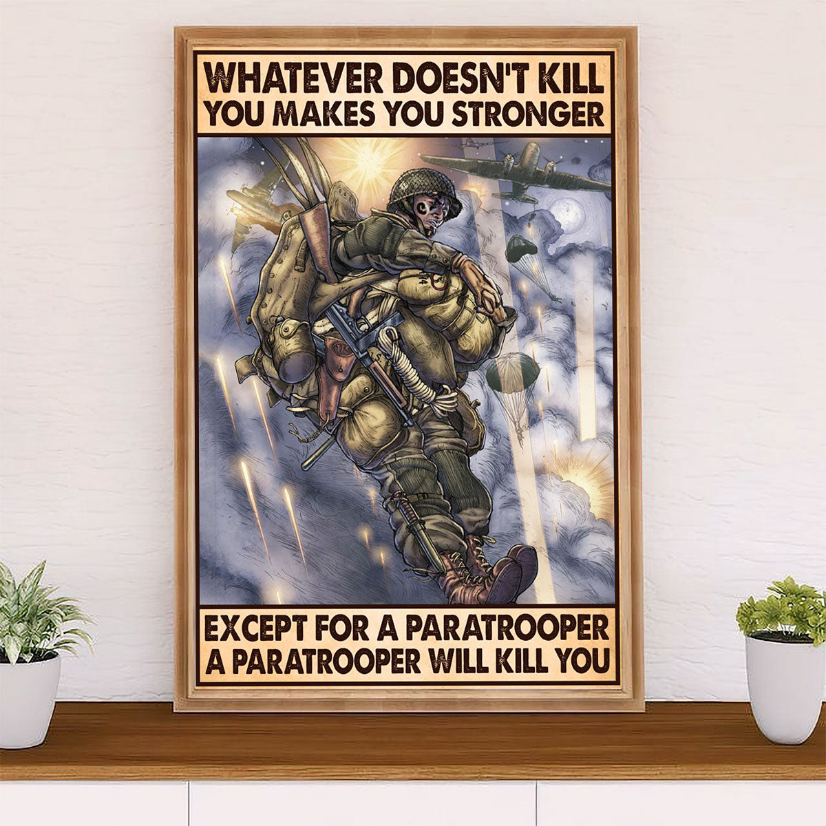 US Army Military Poster Wall Art | Paratrooper | American Independence Day Gift for Soldiers