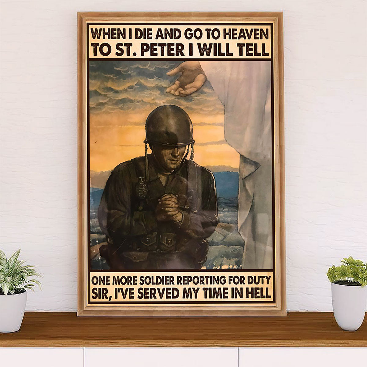 US Army Military Canvas Wall Art | Soldier Goes To Heaven | American Independence Day Gift for Soldiers