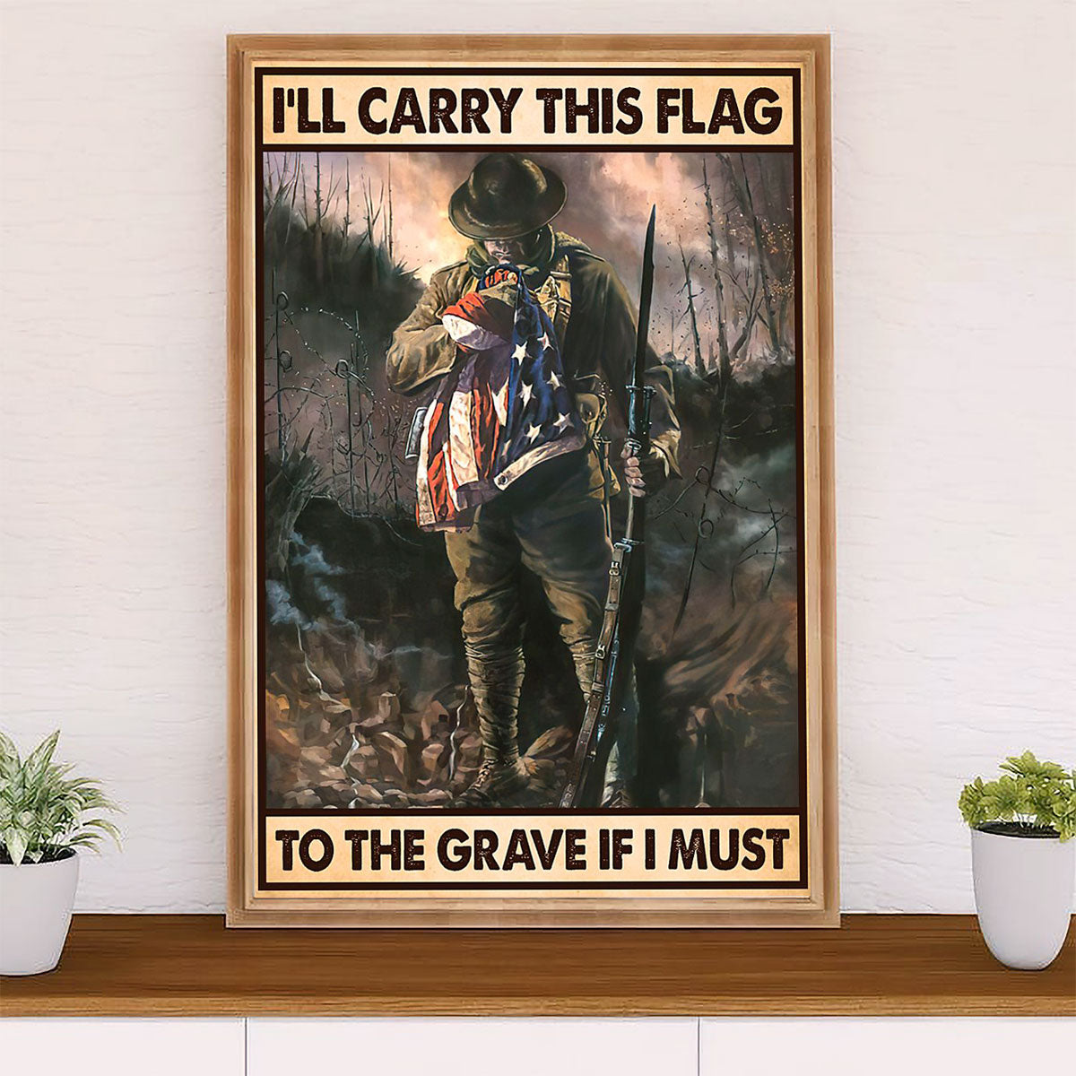 US Army Military Canvas Wall Art | Carry This US Flag | American Independence Day Gift for Soldiers