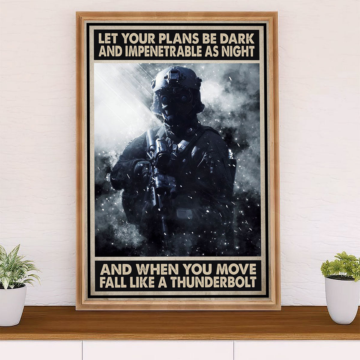 US Army Military Canvas Wall Art | Fall Like A Thunderbolt | American Independence Day Gift for Soldiers