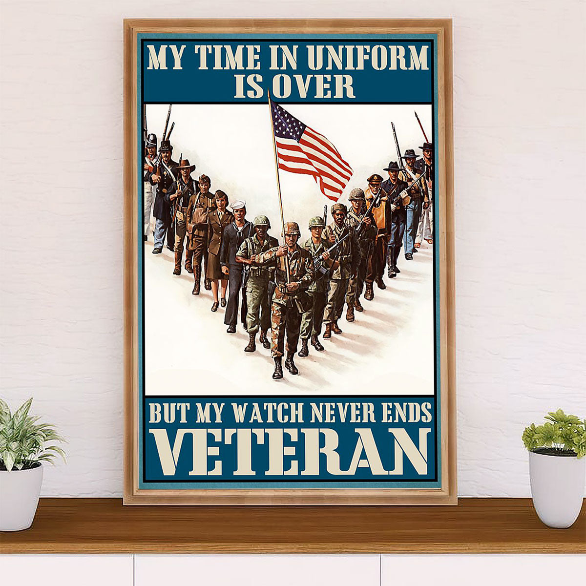US Army Military Canvas Wall Art | Veteran US Uniform | American Independence Day Gift for Soldiers
