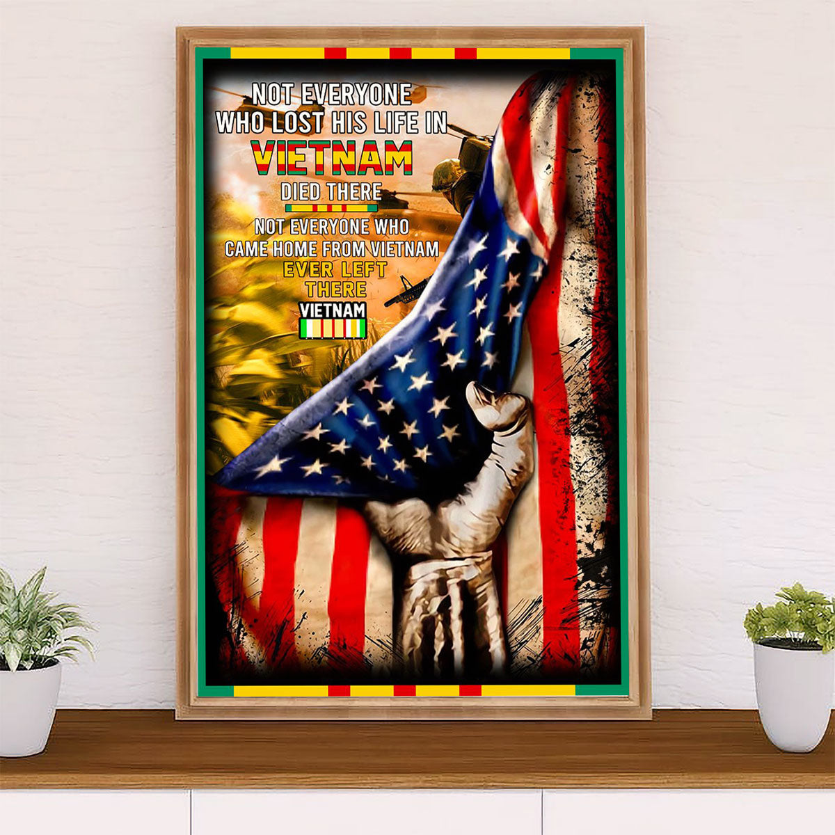 US Army Military Poster Wall Art | Memorial Vietnam Soldier | American Independence Day Gift for Soldiers