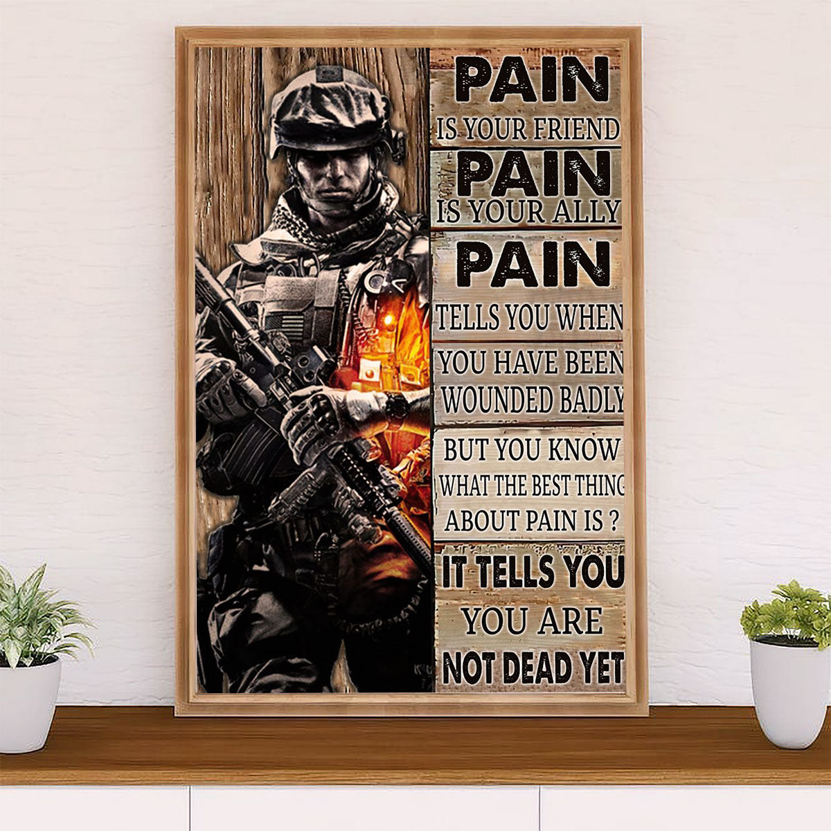 US Army Military Canvas Wall Art | Not Dead Yet | American Independence Day Gift for Soldiers