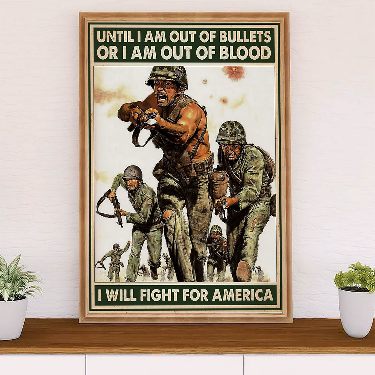 US Army Military Canvas Wall Art | Fight For America | American Independence Day Gift for Soldiers
