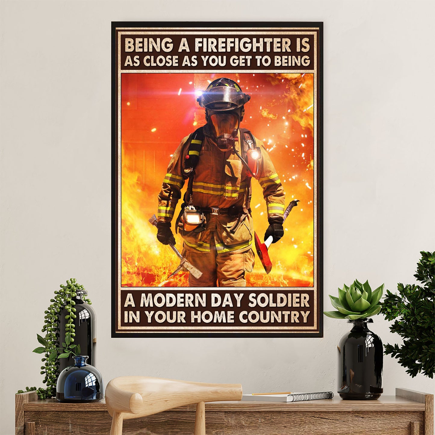 Firefighter Pride Poster Wall Art | Being A Firefighter | American Independence Day Gift for Fireman