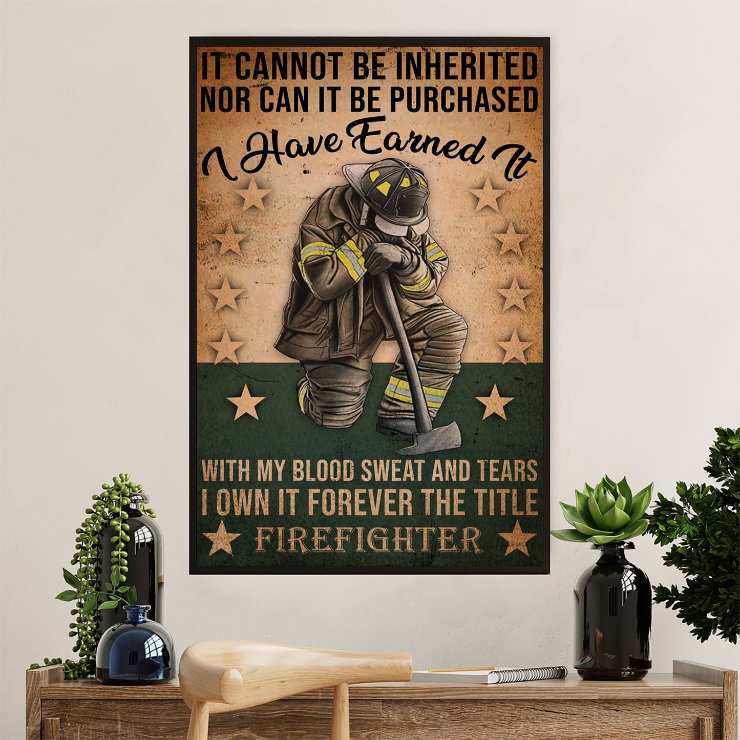 Firefighter Pride Canvas Wall Art Prints | Forever Firefighter | American Independence Day Gift for Fireman