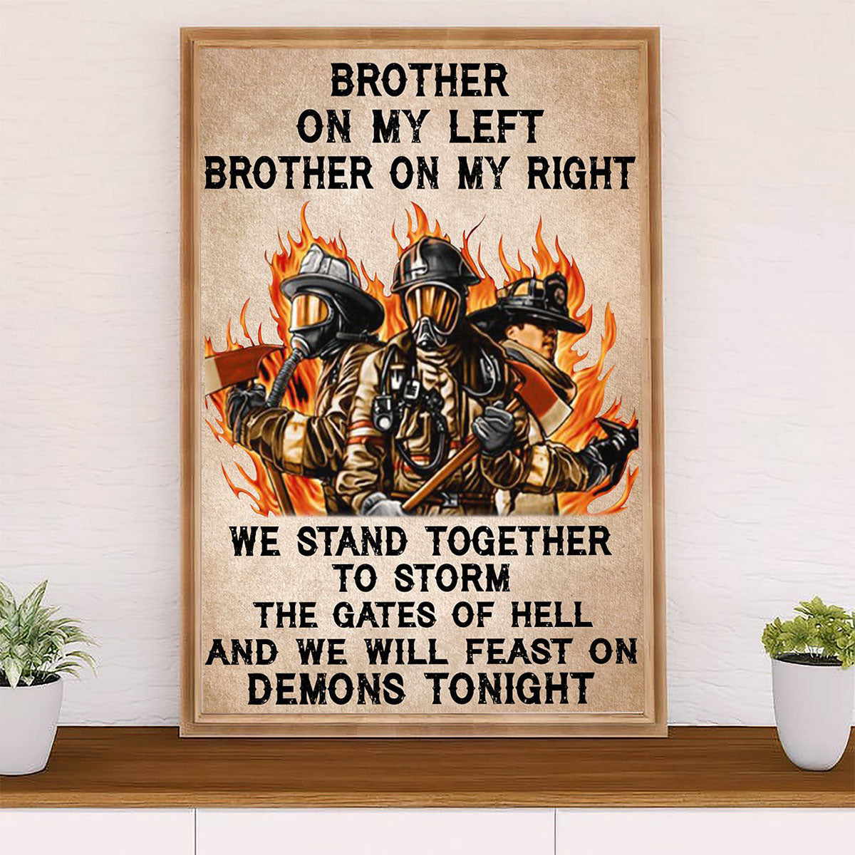 Firefighter Pride Canvas Wall Art Prints | Brothers Firemen | American Independence Day Gift for Fireman