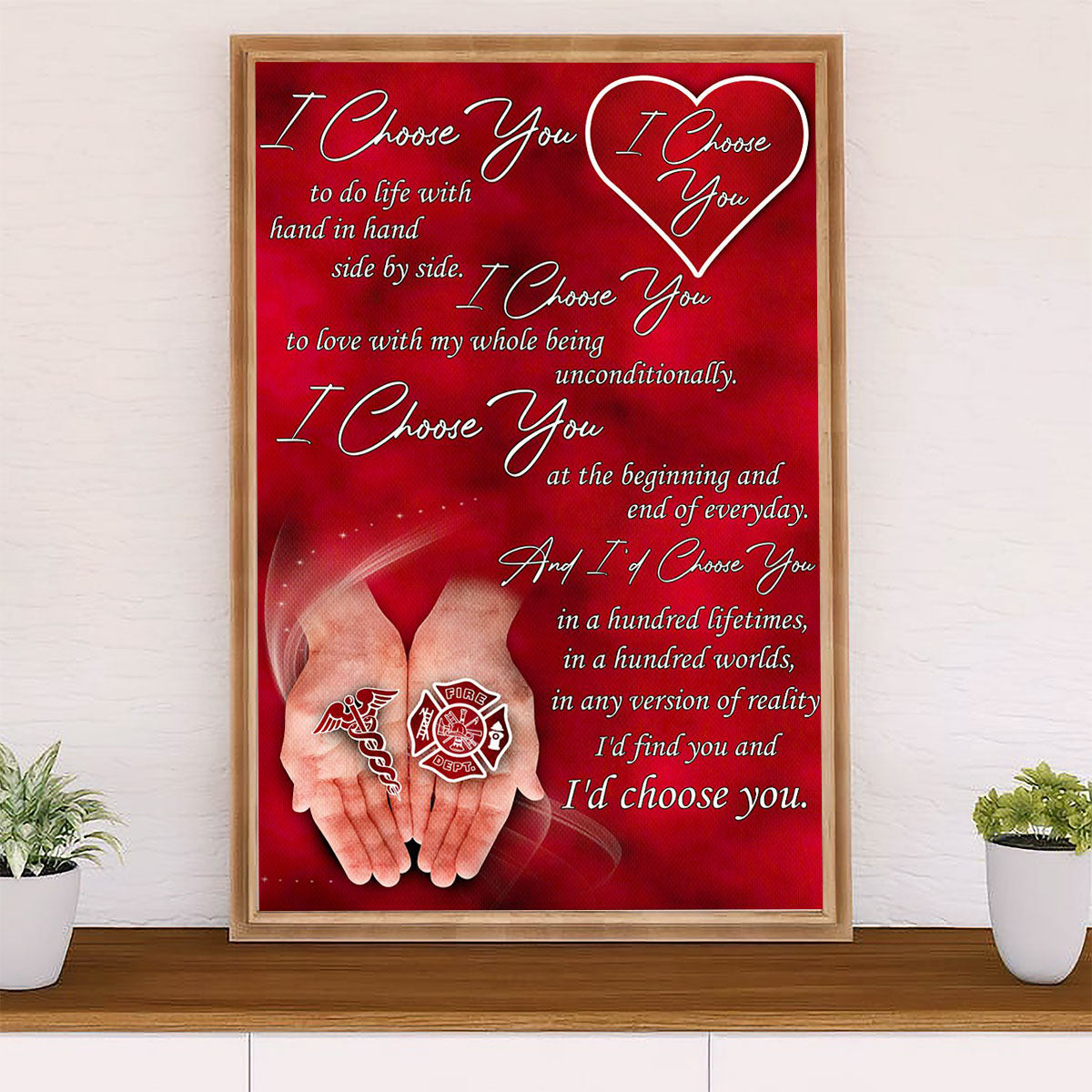 Firefighter Pride Poster Wall Art | Couple Husband Wife | American Independence Day Gift for Fireman