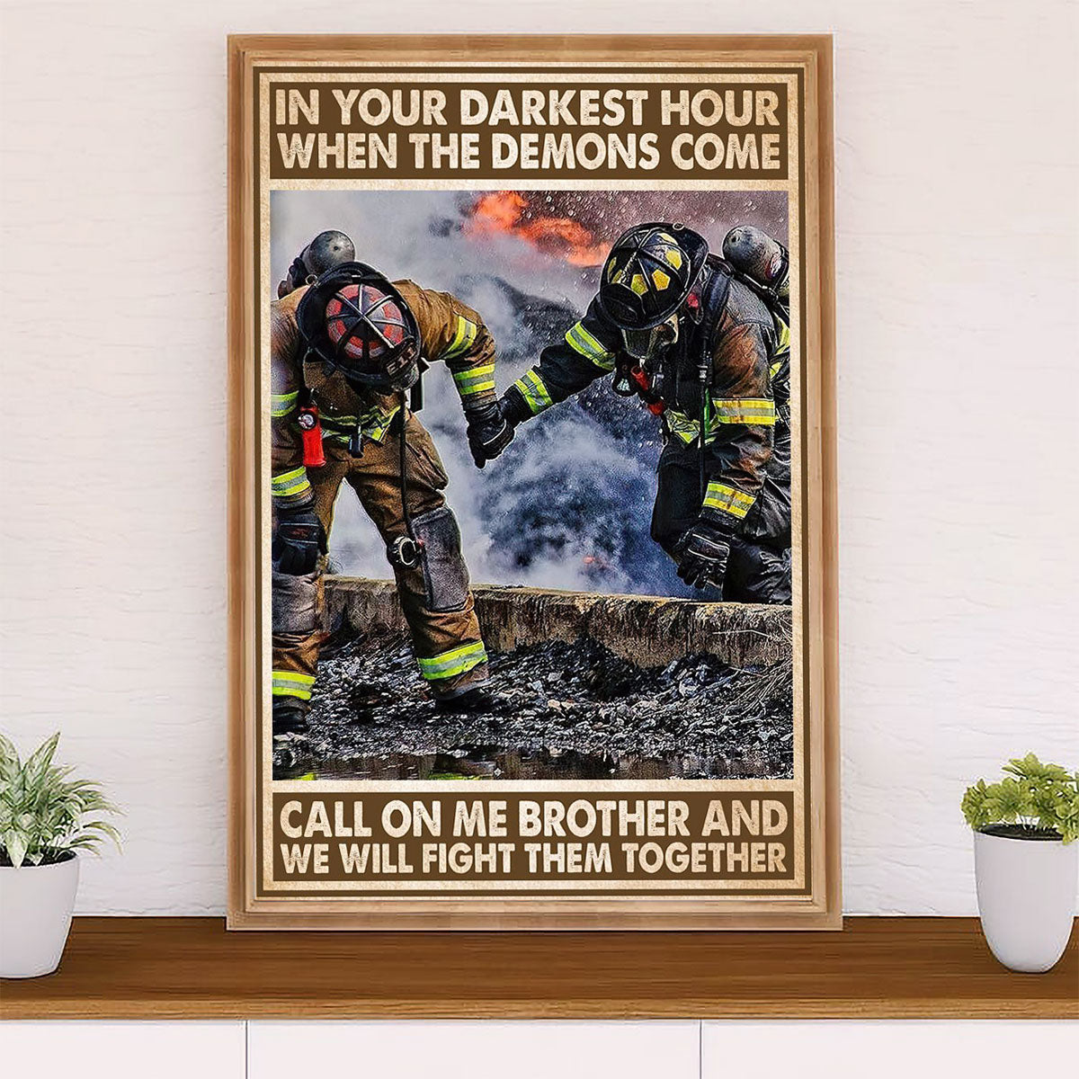 Firefighter Pride Poster Wall Art | Brothers Fireman | American Independence Day Gift for Fireman