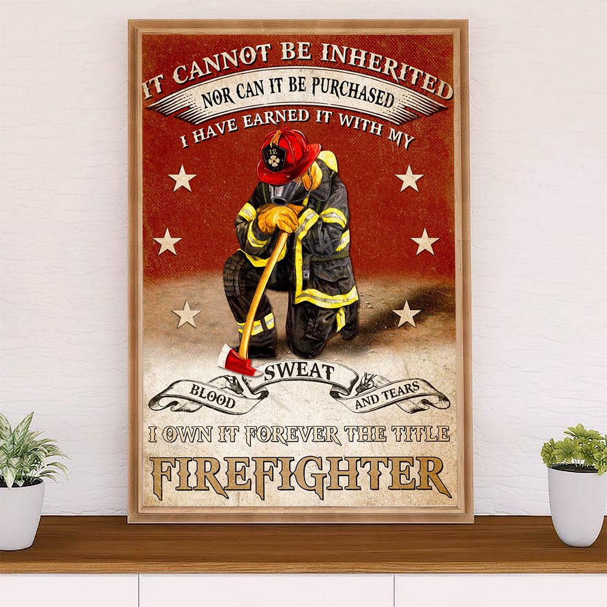 Firefighter Pride Poster Wall Art | Forever Firefighter | American Independence Day Gift for Fireman