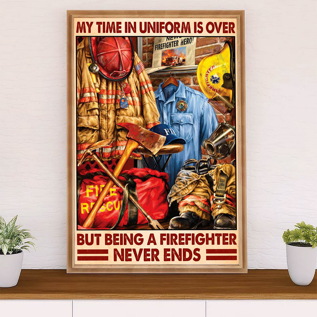 Firefighter Pride Poster Wall Art | Retired Fireman | American Independence Day Gift for Fireman