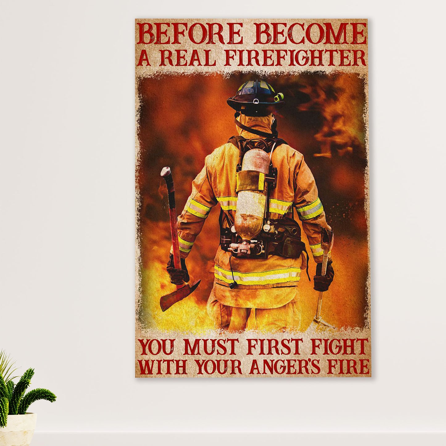 Firefighter Pride Poster Wall Art | Real Firefighter | American Independence Day Gift for Fireman