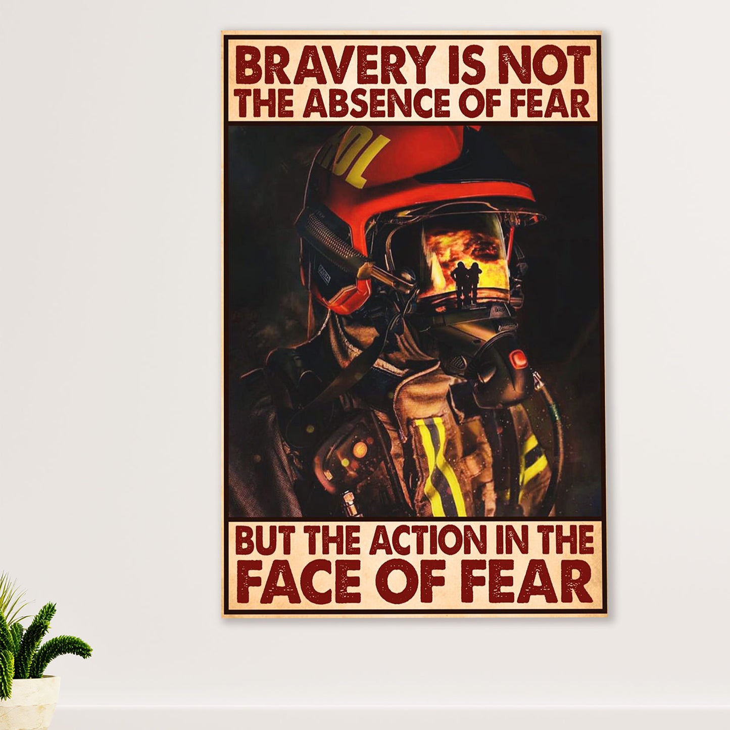 Firefighter Pride Poster Wall Art | Bravery | American Independence Day Gift for Fireman
