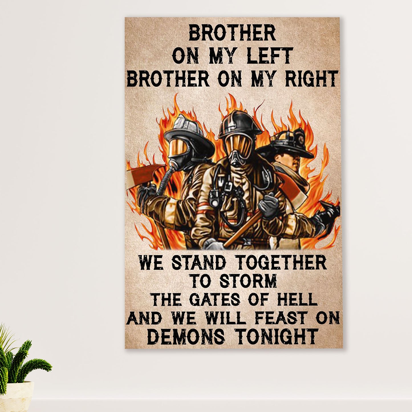 Firefighter Pride Canvas Wall Art Prints | Brothers Firemen | American Independence Day Gift for Fireman