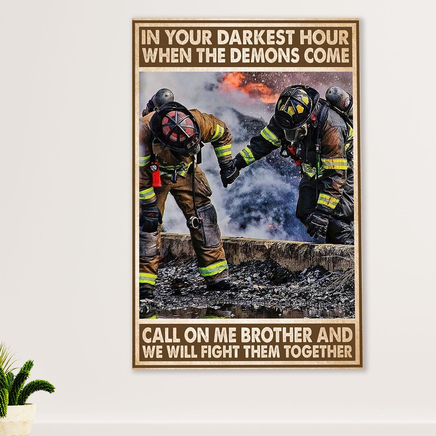 Firefighter Pride Poster Wall Art | Brothers Fireman | American Independence Day Gift for Fireman