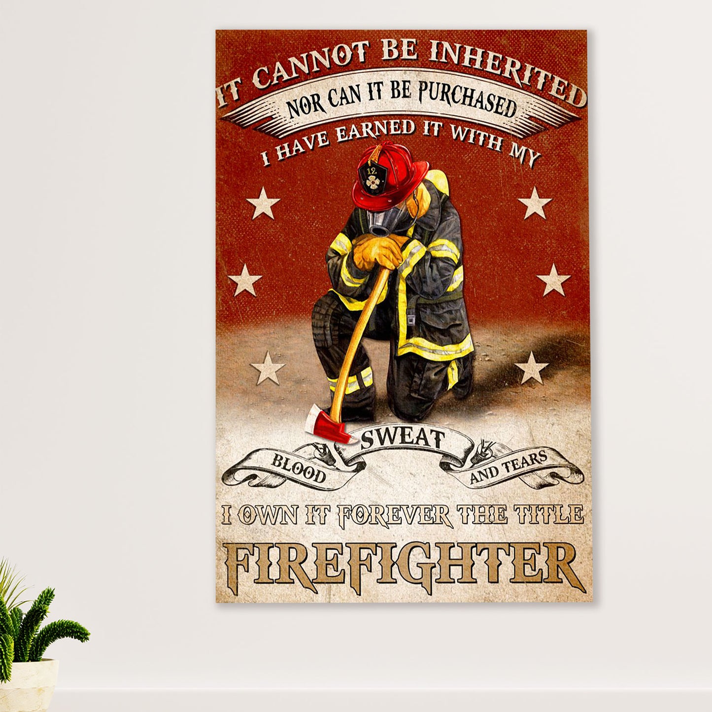 Firefighter Pride Canvas Wall Art Prints | Forever Firefighter | American Independence Day Gift for Fireman