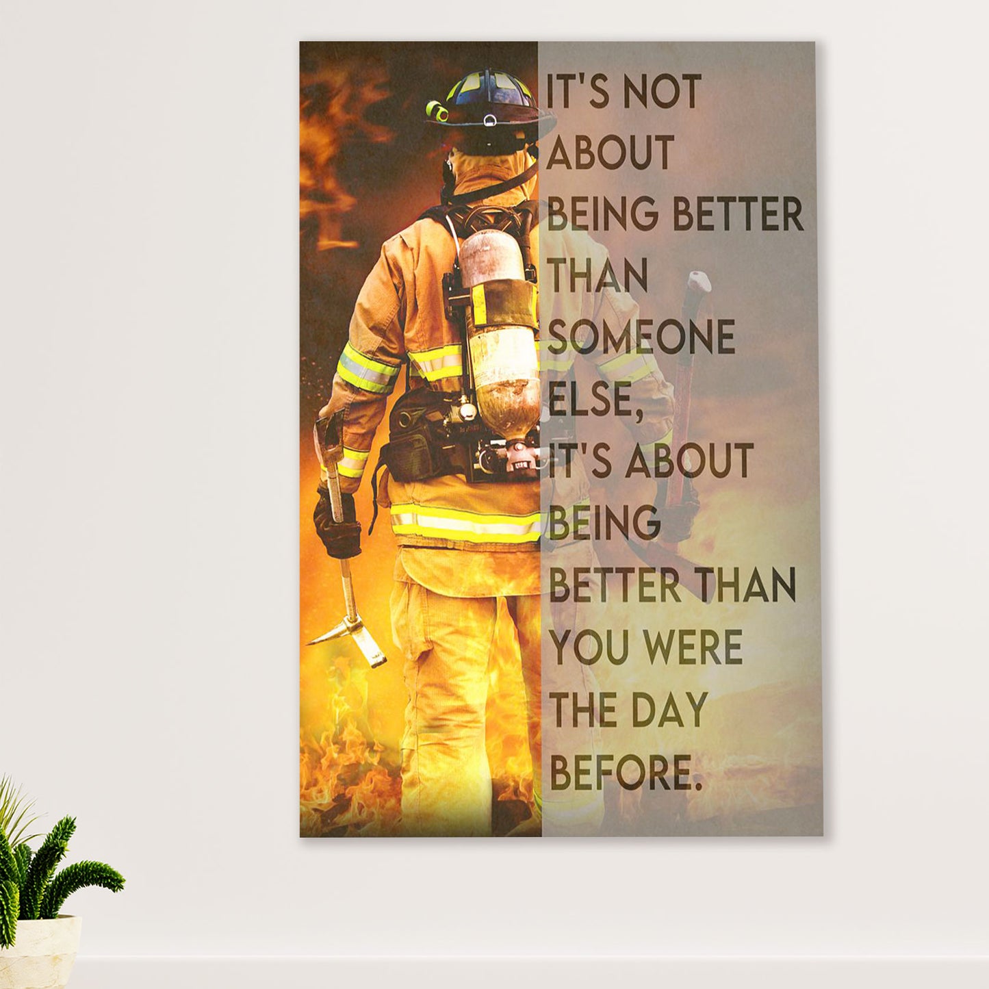 Firefighter Pride Canvas Wall Art Prints | Better Than Yesterday | American Independence Day Gift for Fireman