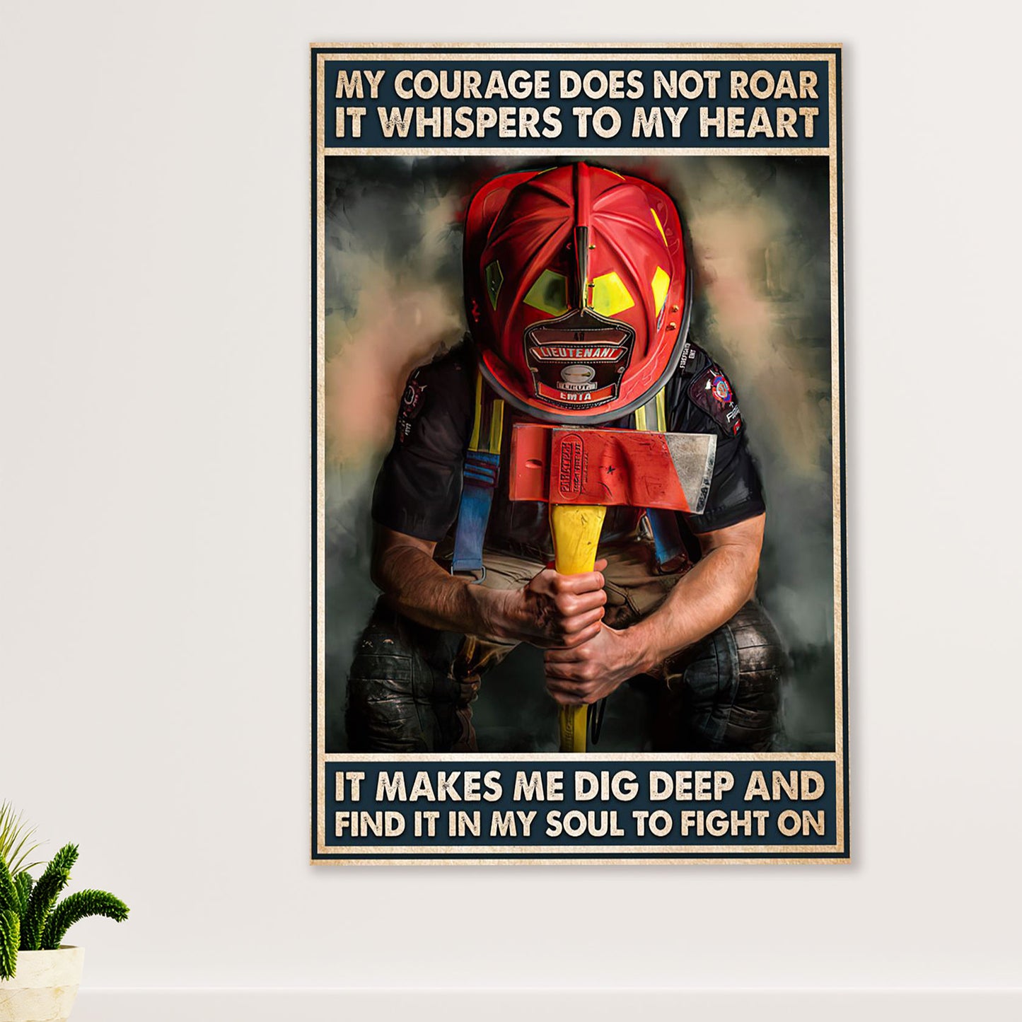 Firefighter Pride Canvas Wall Art Prints | Dig Deep | American Independence Day Gift for Fireman