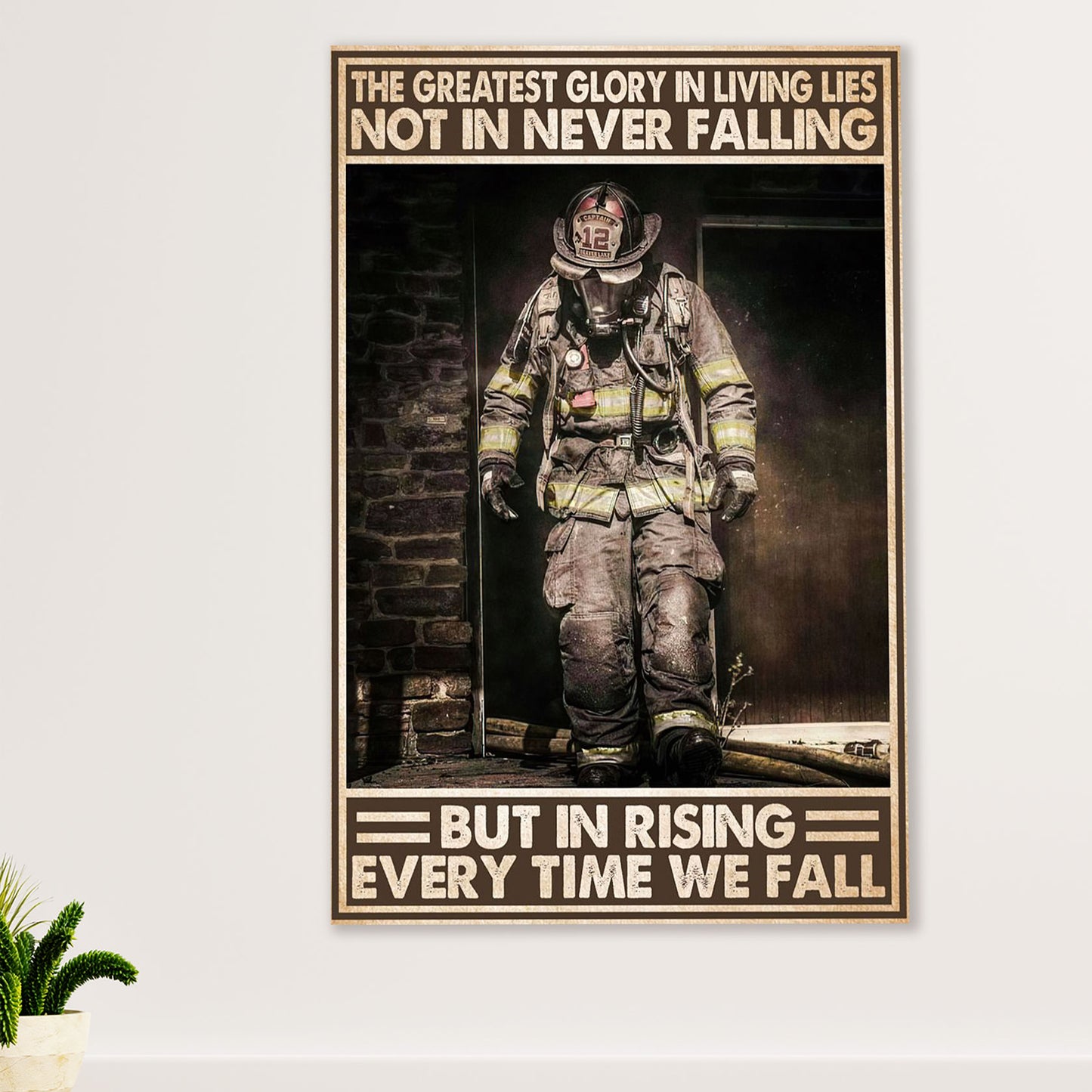Firefighter Pride Poster Wall Art | Greatest Glory | American Independence Day Gift for Fireman
