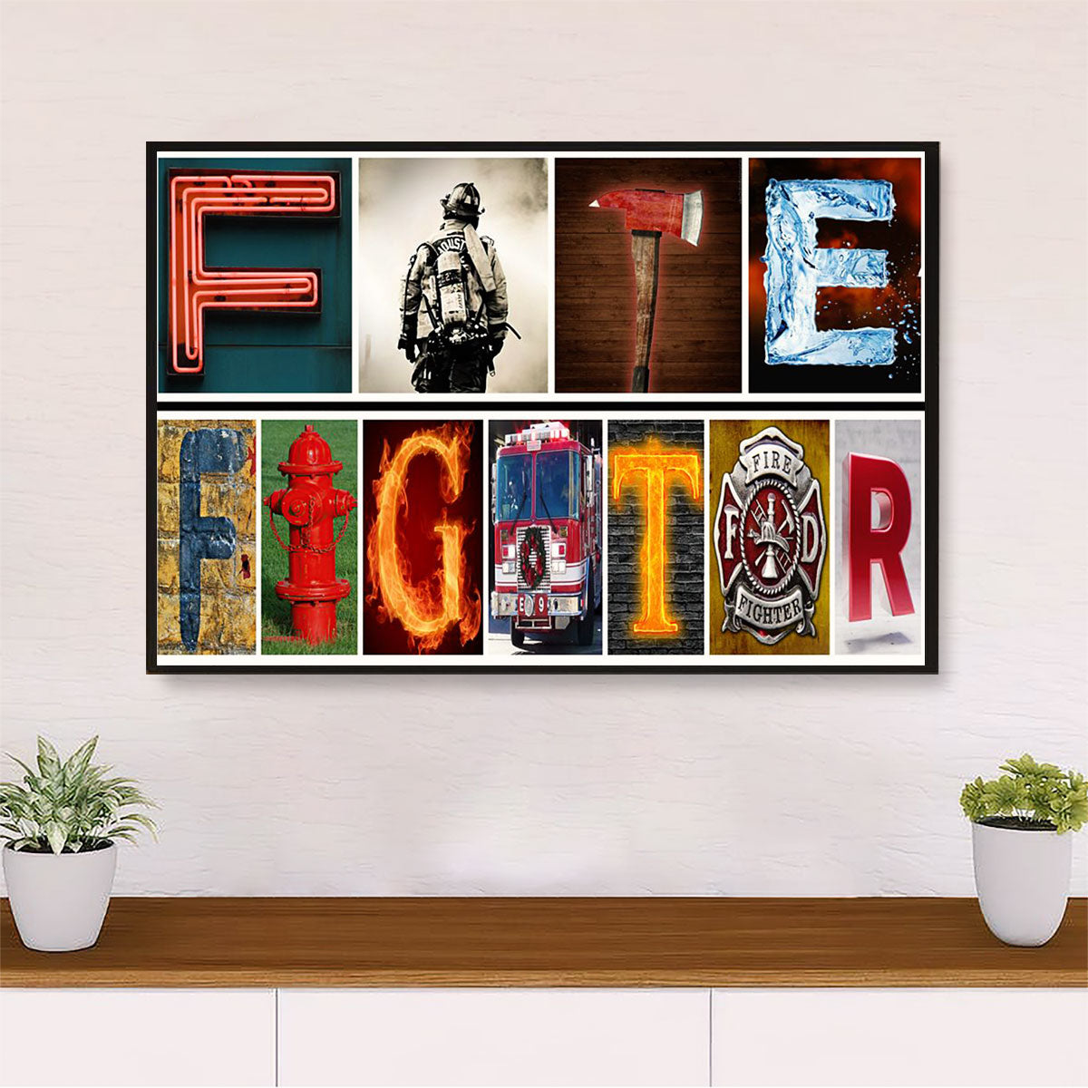 Firefighter Pride Canvas Wall Art | Firefighter | American Independence Day Gift for Fireman