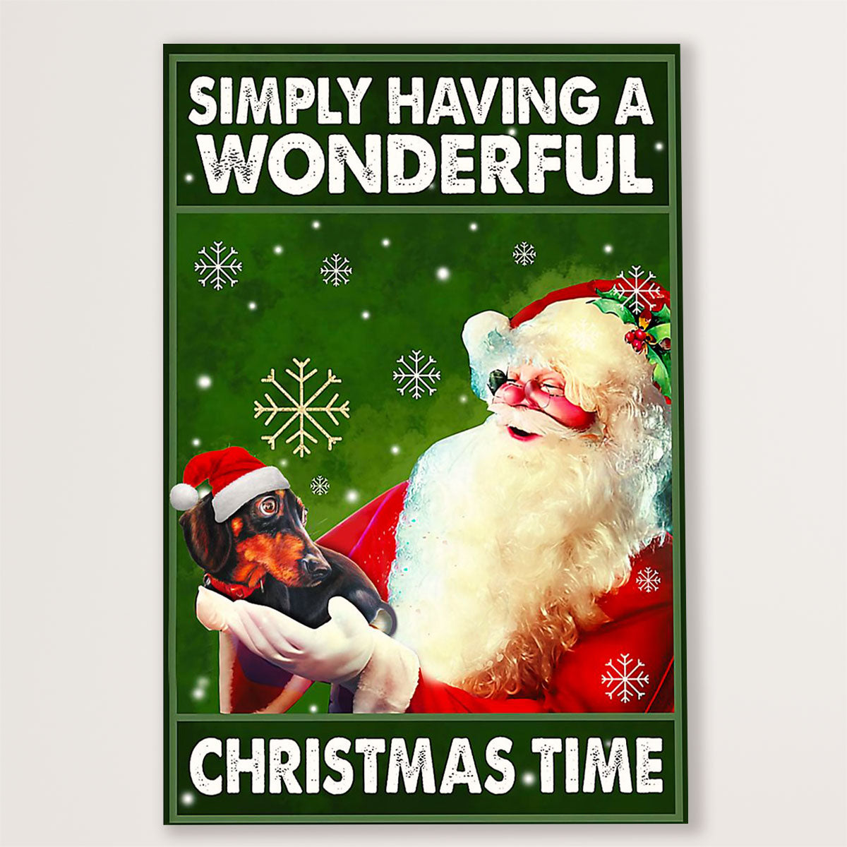Dachshund Poster Prints | Christmas Time Santa Claus | Wall Art Gift for Dachshund Dog Puppies Lover