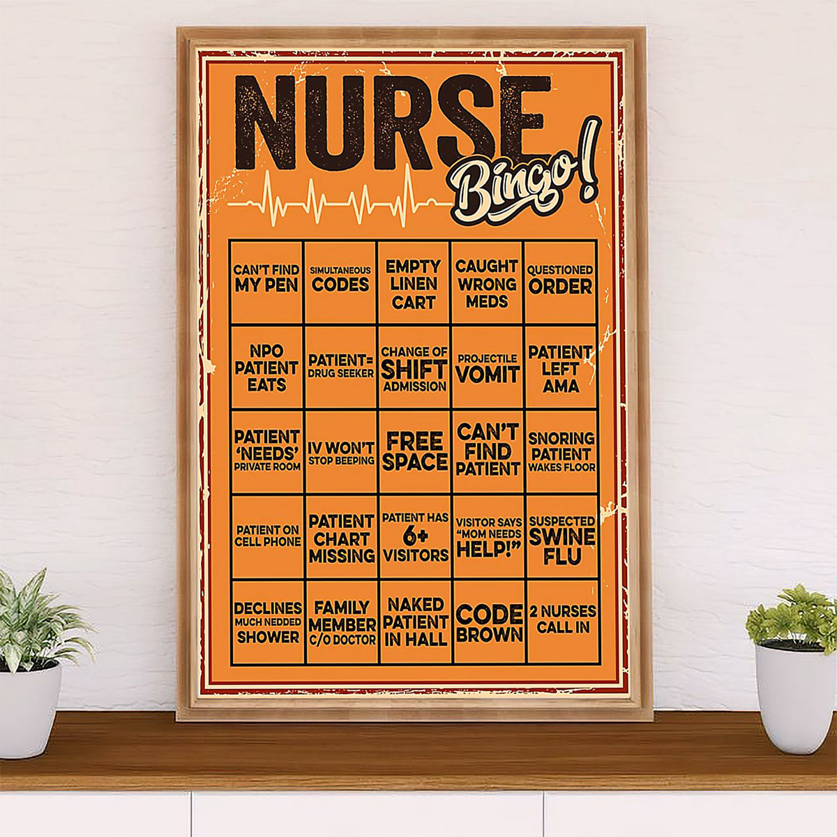 Nurse Poster | Nurse Bingo | Wall Art Gift for Woman Nurse, Female Nursing