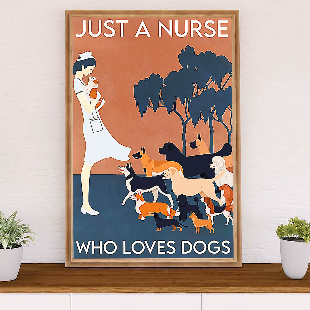 Nurse Poster | Nurse Loves Dog Vintage | Wall Art Gift for Woman Nurse, Female Nursing