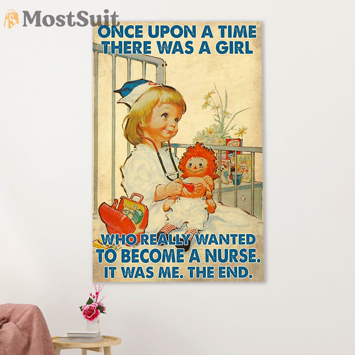 Nurse Poster | Girl Wants To Become A Nurse | Wall Art Gift for Woman Nurse, Female Nursing