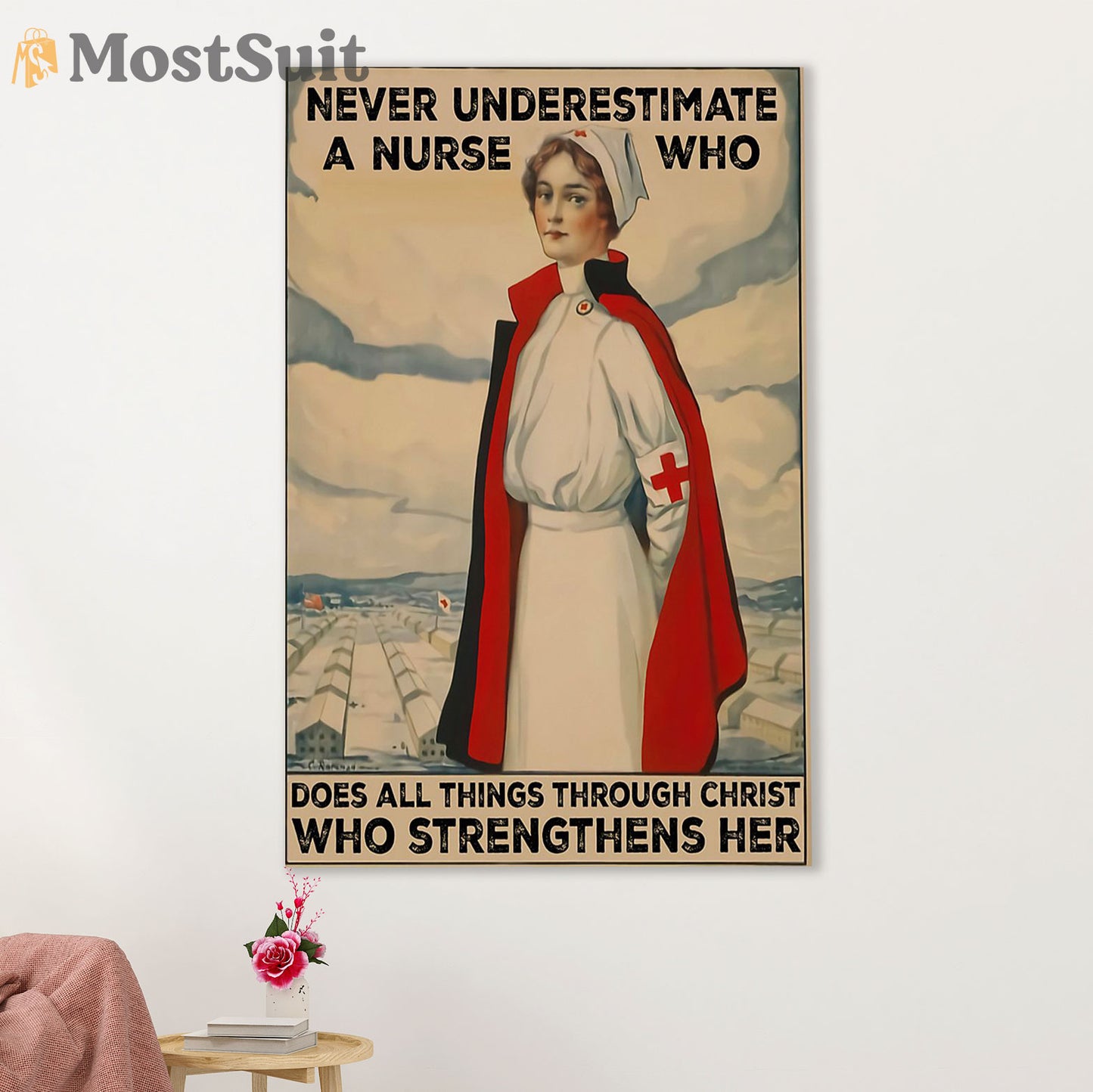 Nurse Poster | Never Underestimate A Nurse | Wall Art Gift for Woman Nurse, Female Nursing