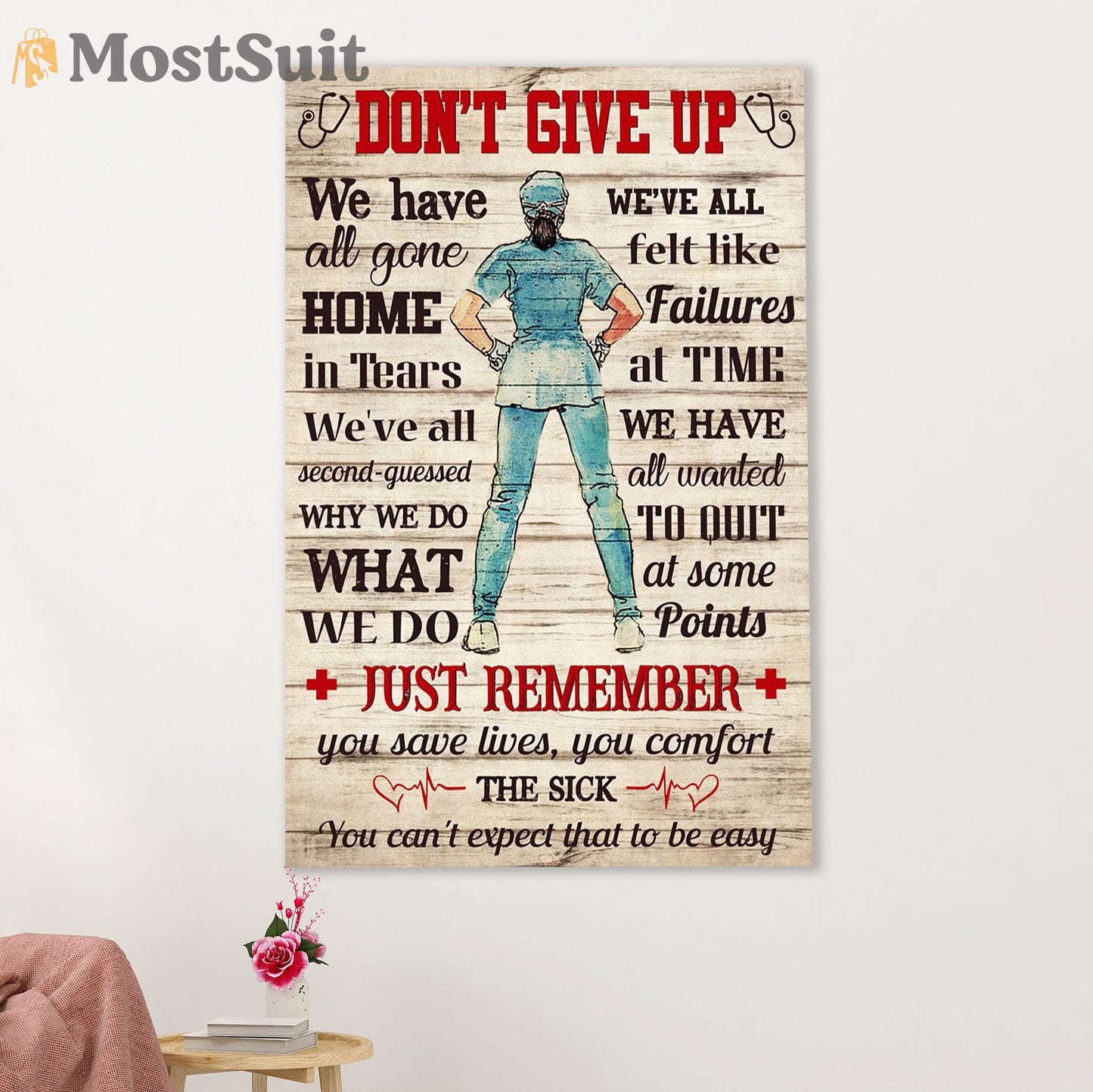 Nurse Poster | Don't Give Up | Wall Art Gift for Woman Nurse, Female Nursing